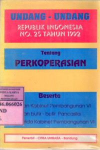 Image of Undang-undang Republik Indonesia no. 25 tahun 1992 tentang perkoperasian /
