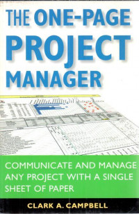 Image of The One - Page Project Manager : Communicate and Manage Any Project With A Single Sheet Of Paper